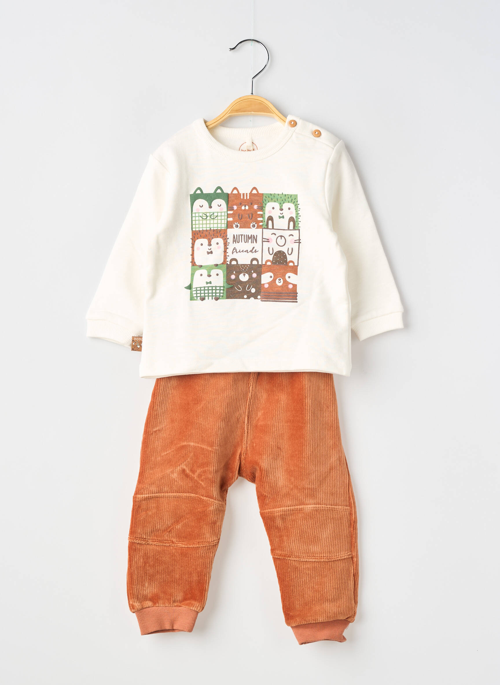 Ensemble pantalon taille élastique marron BOBOLI garçon