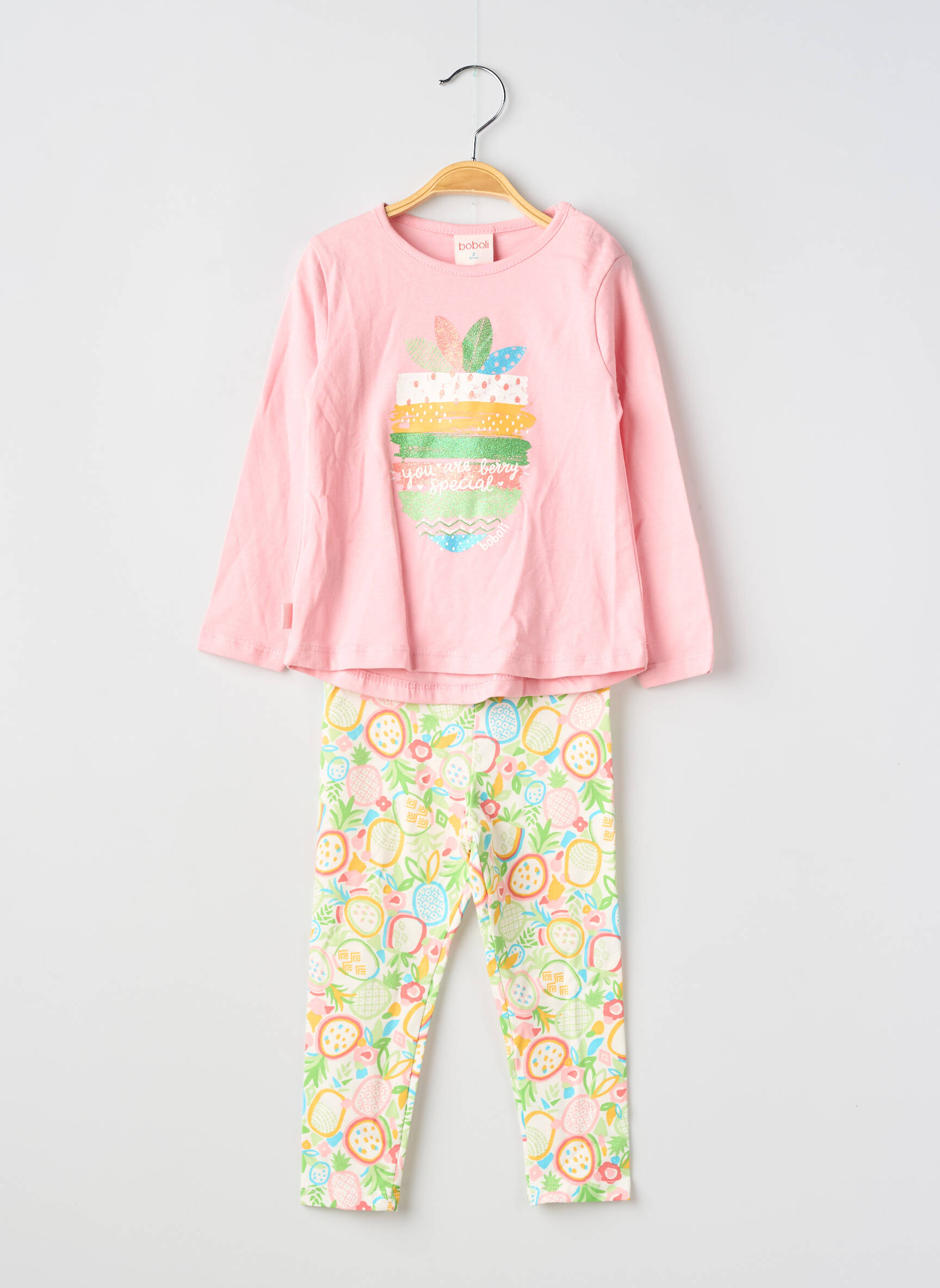 Ensemble pantalon type de haut t-shirt rose BOBOLI fille