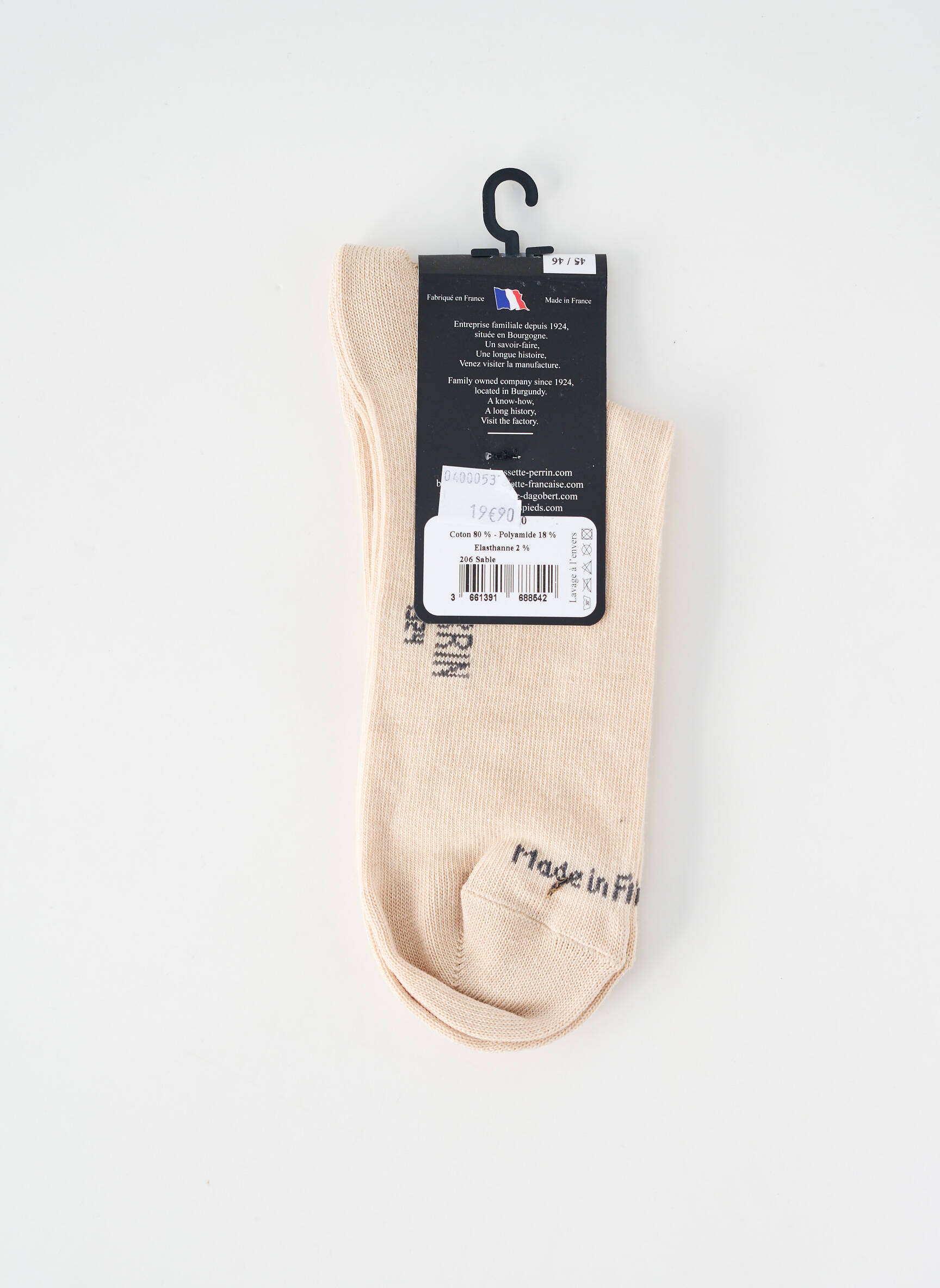 Chaussettes stretch beige PERRIN homme