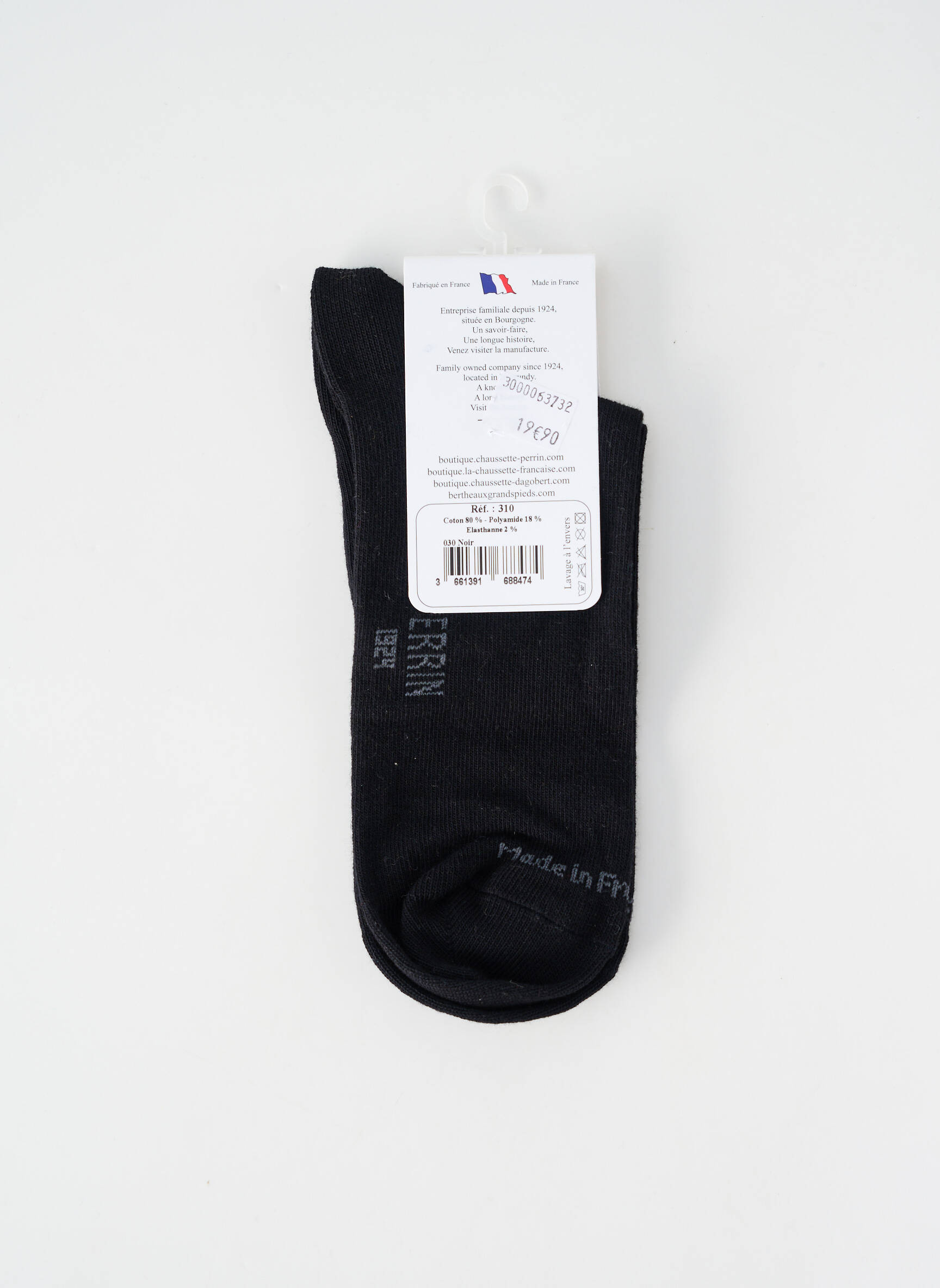 Chaussettes stretch noir PERRIN homme