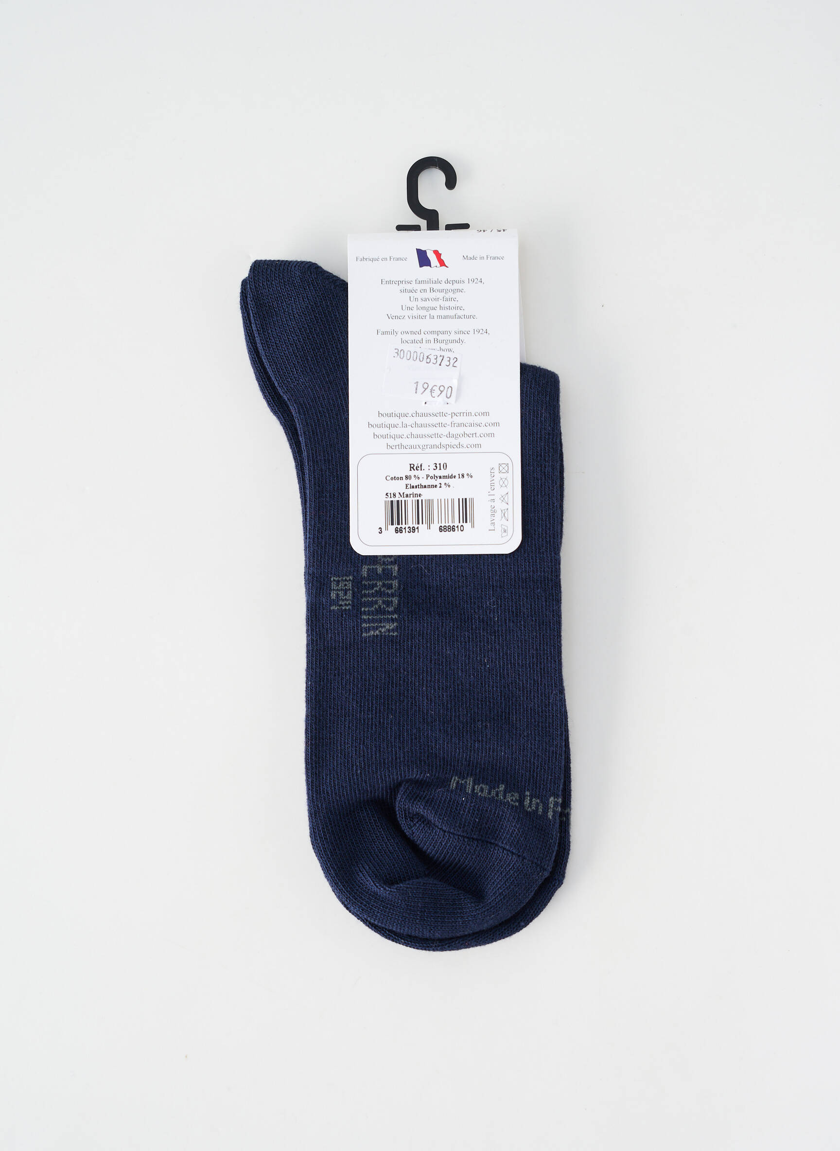 Chaussettes stretch bleu PERRIN homme