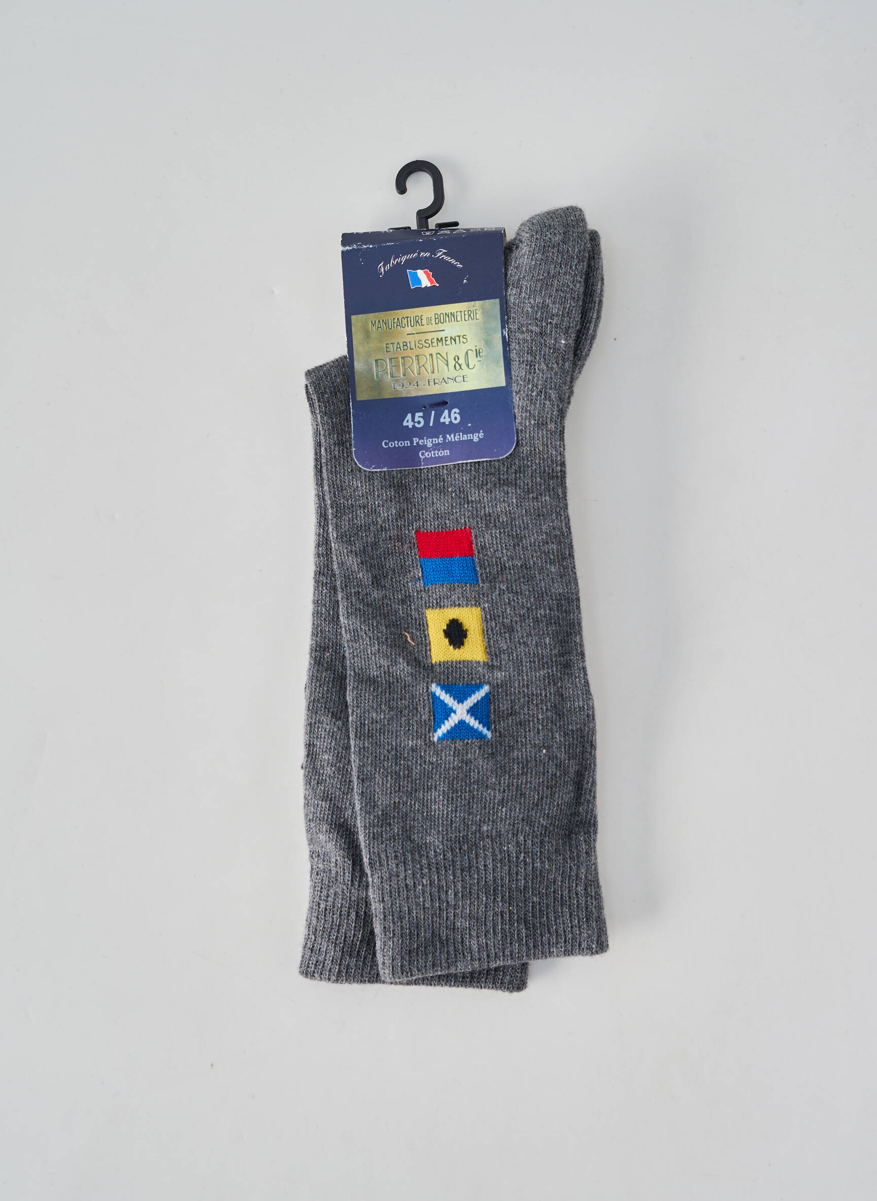 Chaussettes imprimé fantaisie gris PERRIN homme