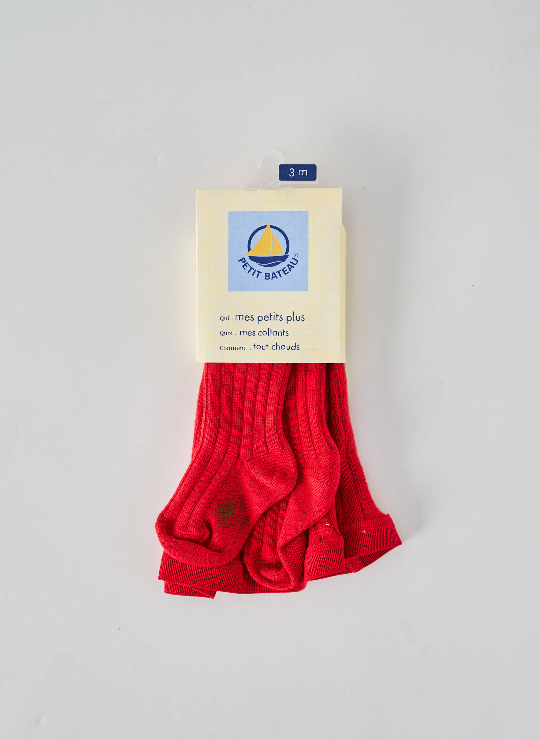 Collants tissage côtelé rouge PETIT BATEAU fille