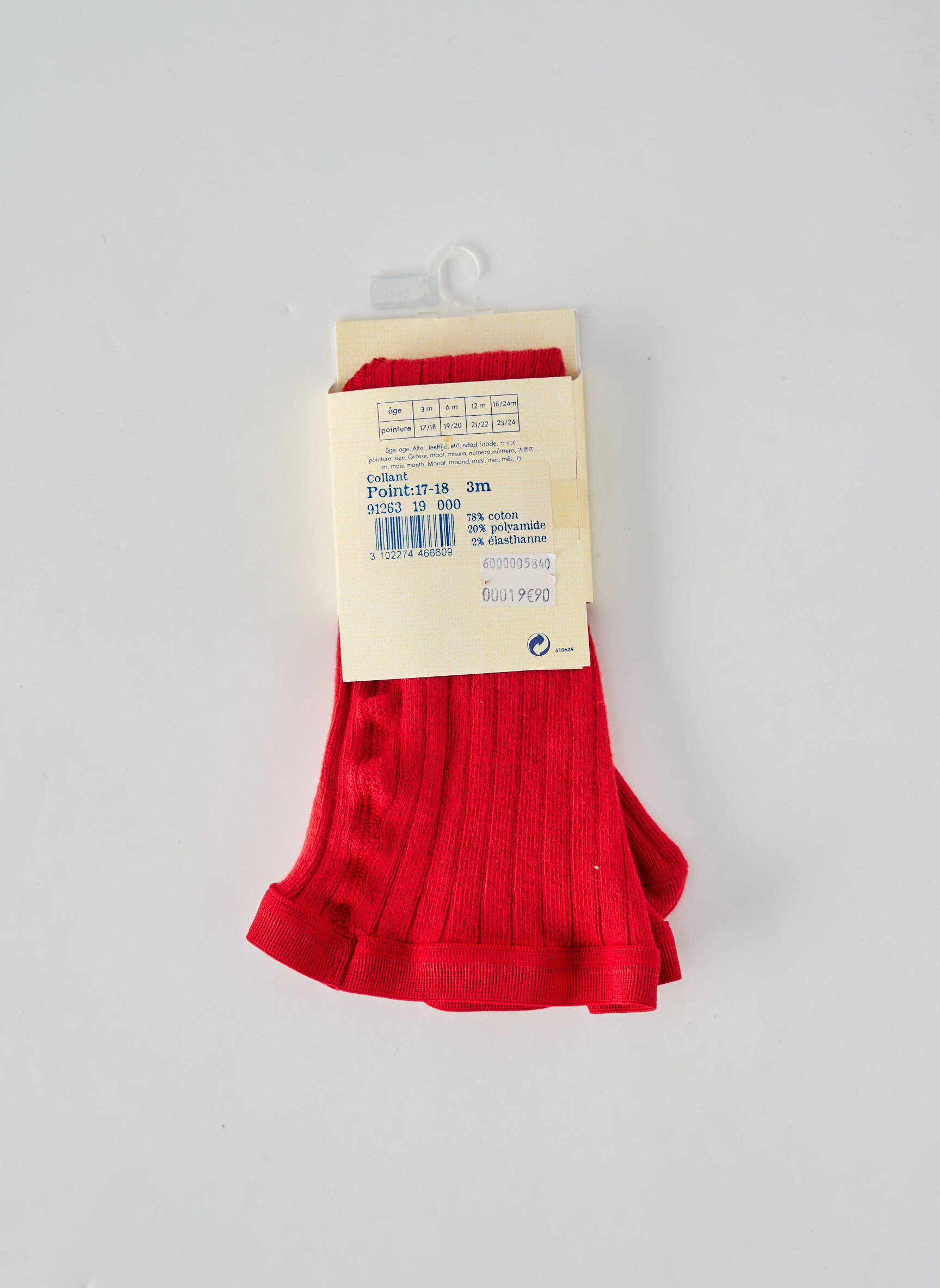 Collants tissage côtelé rouge PETIT BATEAU fille