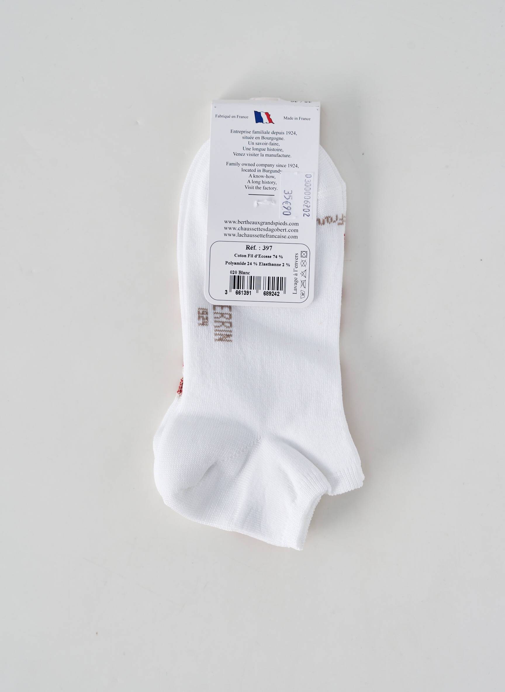 Chaussettes stretch blanc PERRIN femme