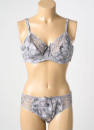 Ensemble lingerie bretelles élastiquées ajustables gris MANAÏS femme