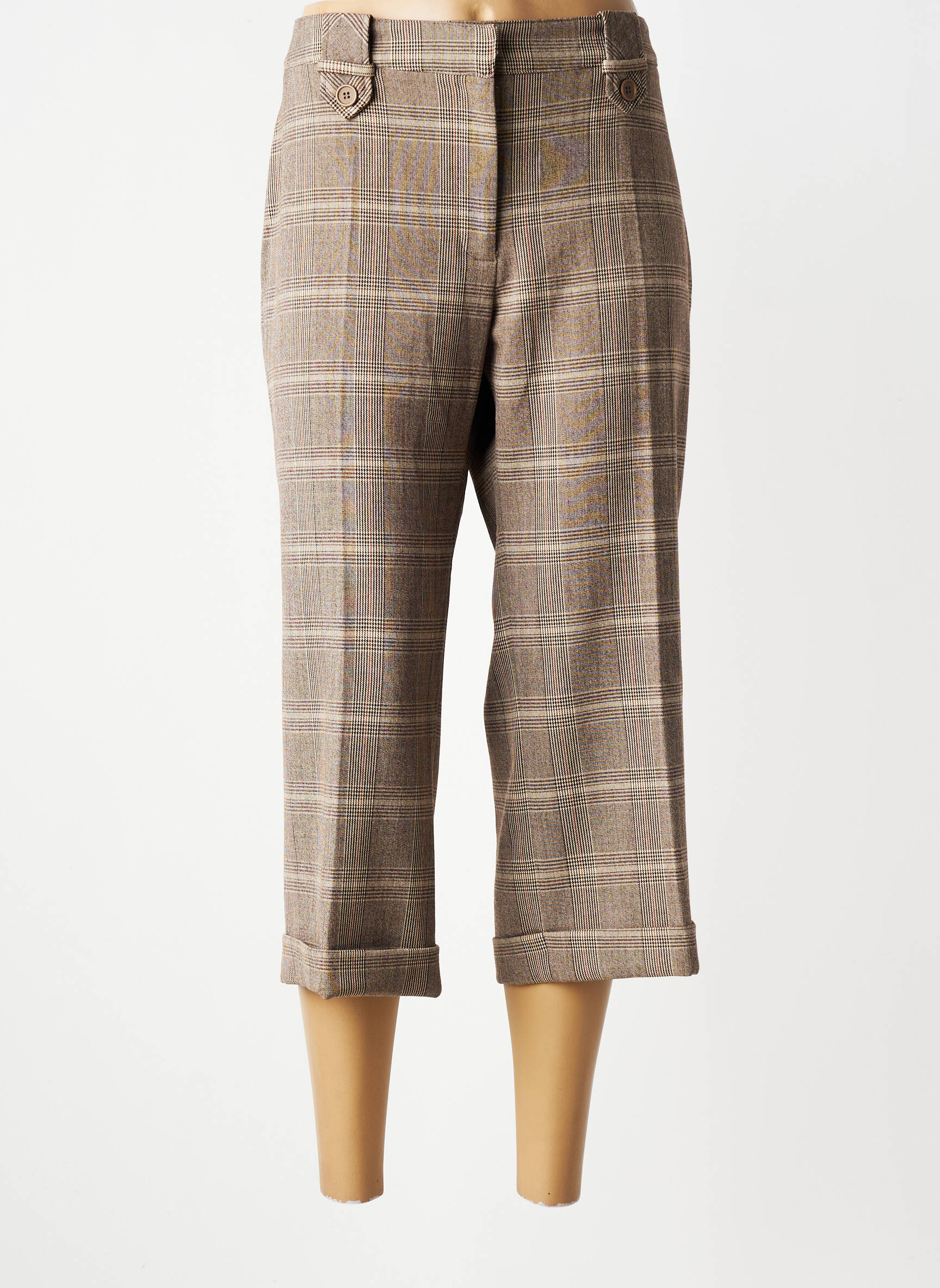 Pantacourt stretch taille normale marron LUCCHINI femme