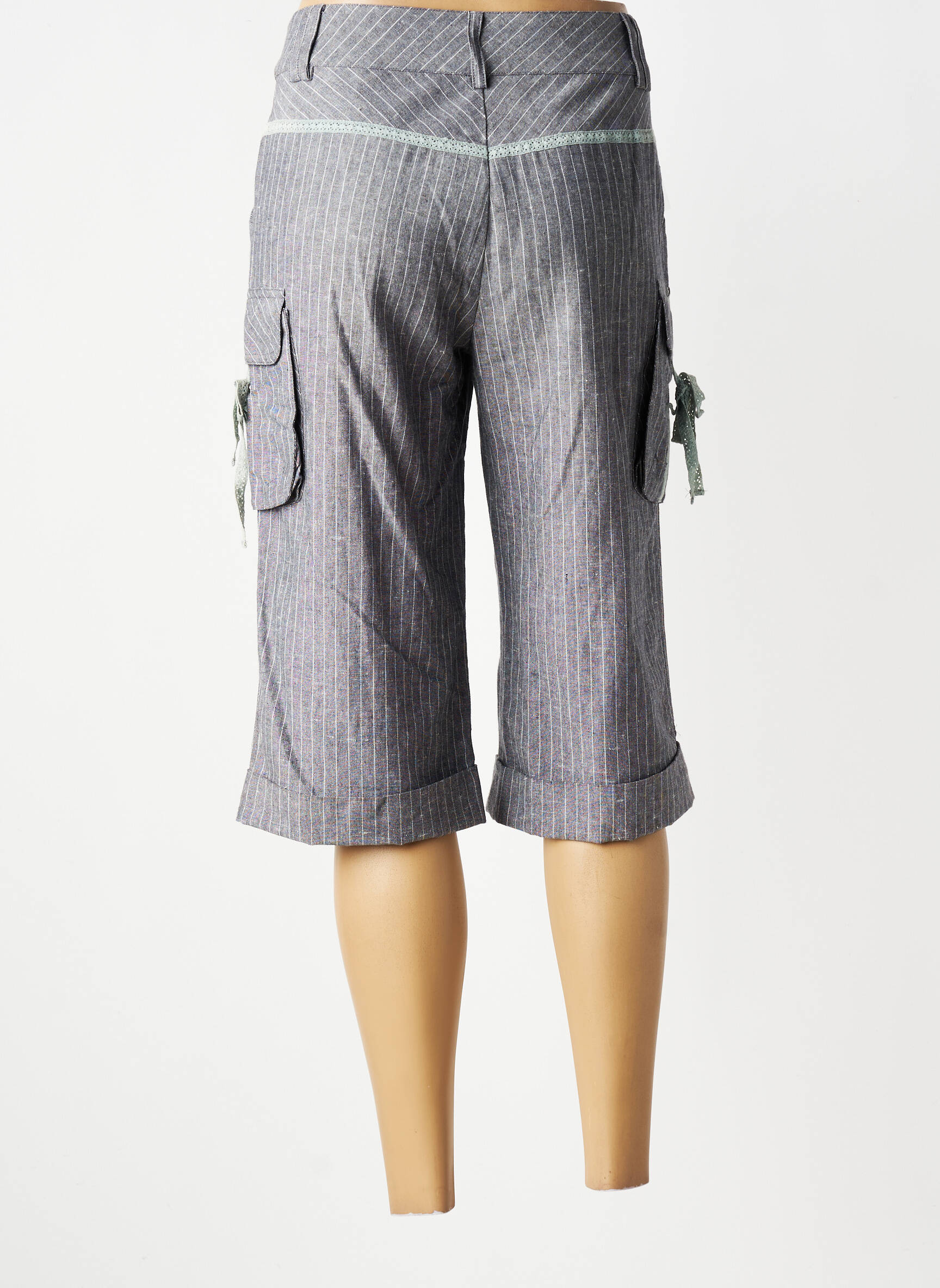 Pantacourt coupe droite taille normale gris LUCCHINI femme