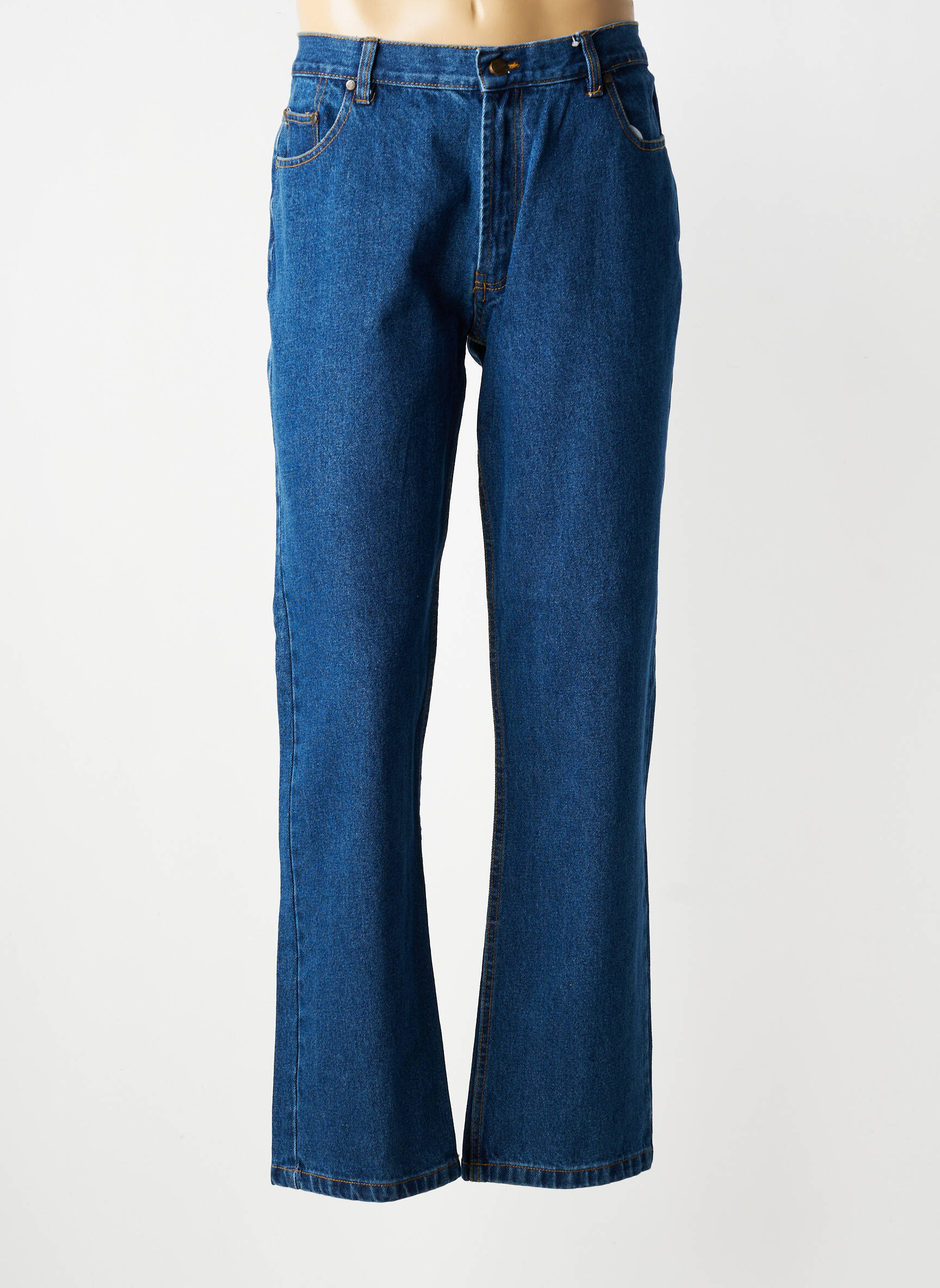 Jeans coupe droite fermeture zippée sous rabat boutonné taille normale bleu clair CBK homme