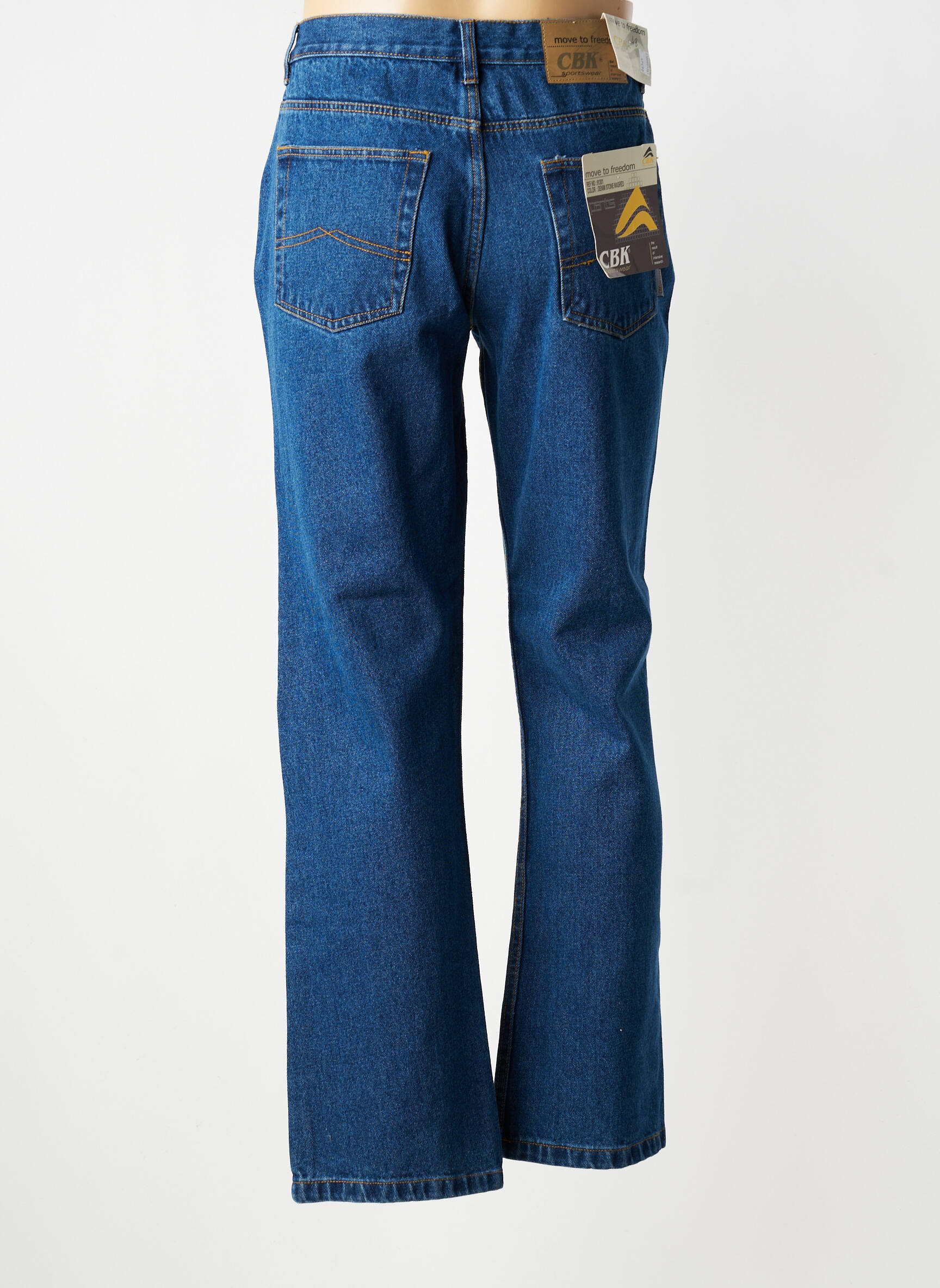 Jeans coupe droite fermeture zippée sous rabat boutonné taille normale bleu clair CBK homme