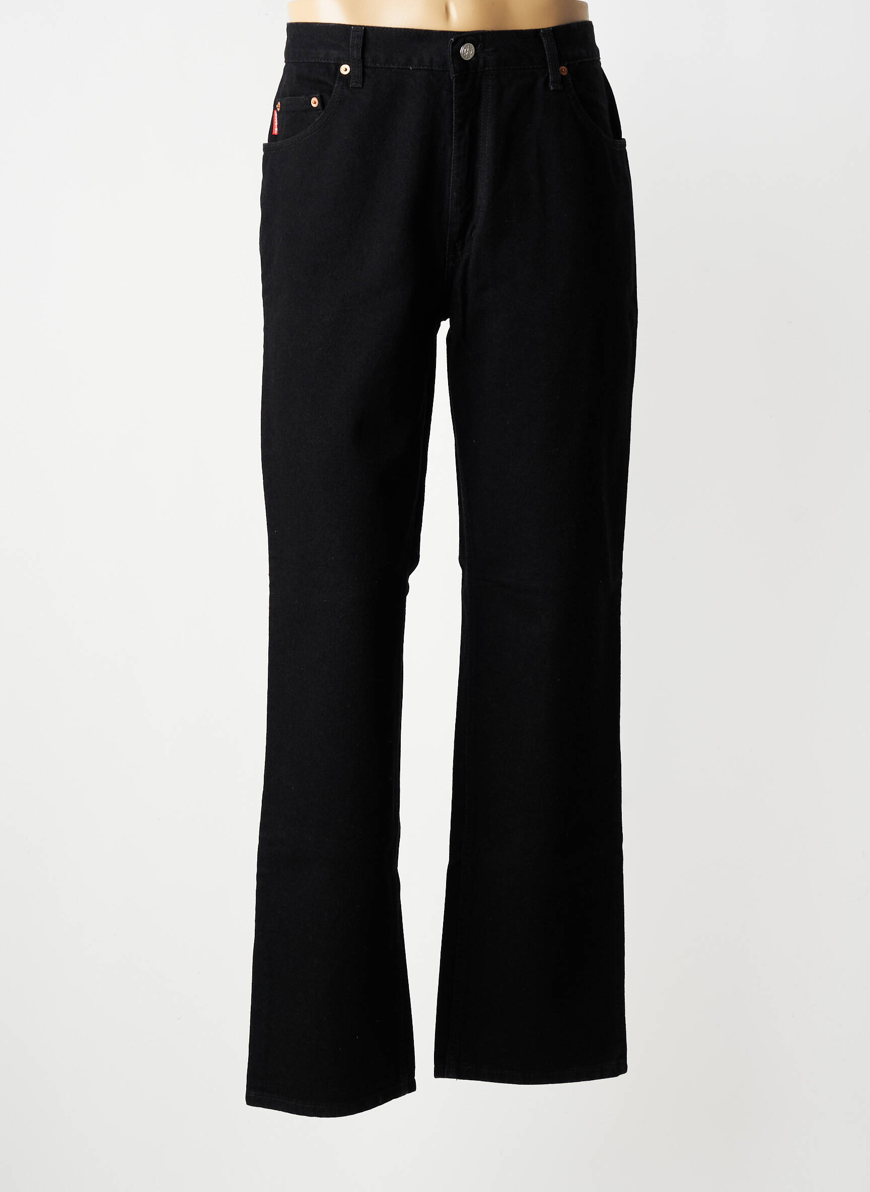 Jeans coupe droite fermeture zippée sous rabat boutonné taille normale noir LUCCHINI homme
