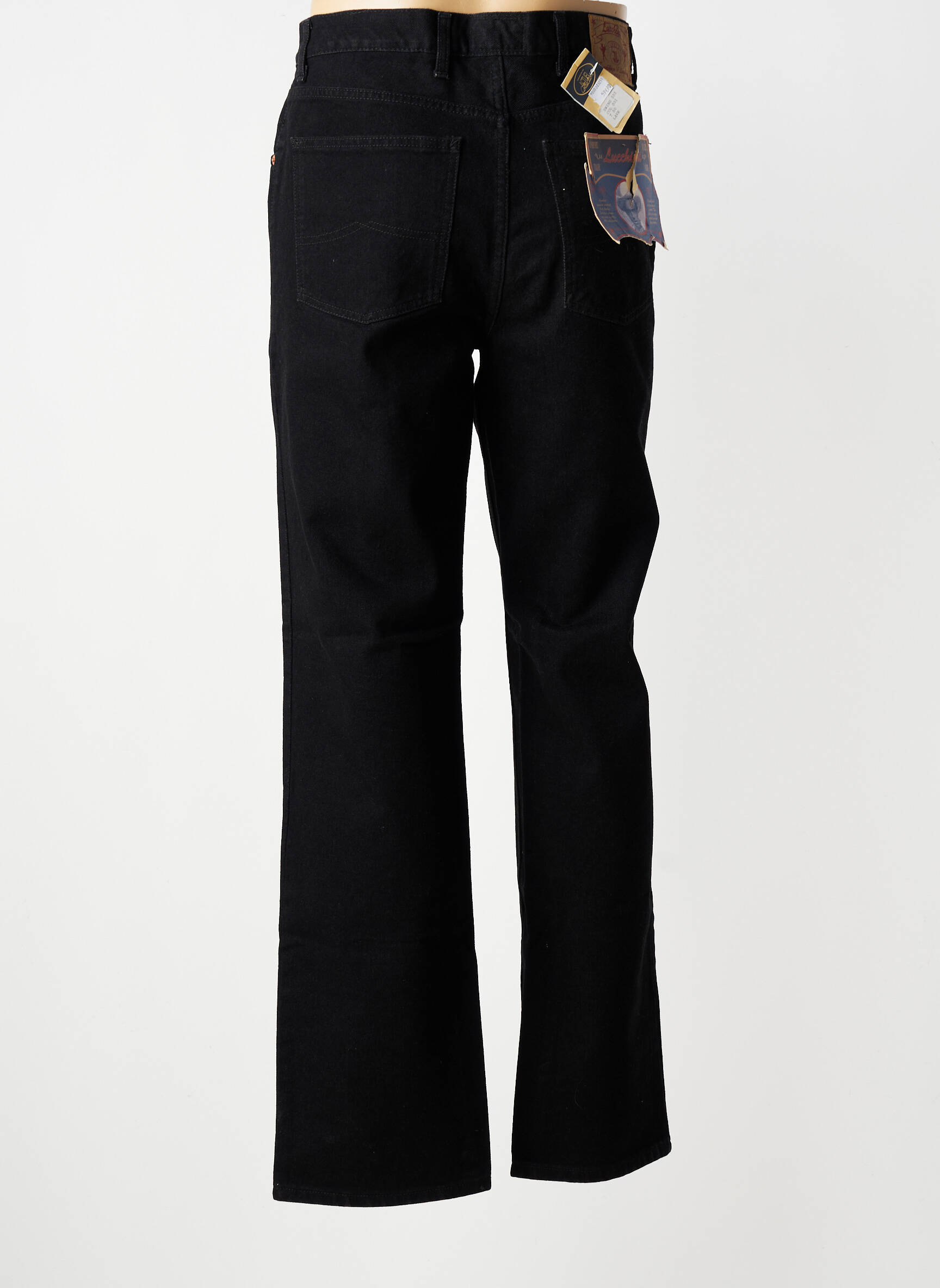 Jeans coupe droite fermeture zippée sous rabat boutonné taille normale noir LUCCHINI homme
