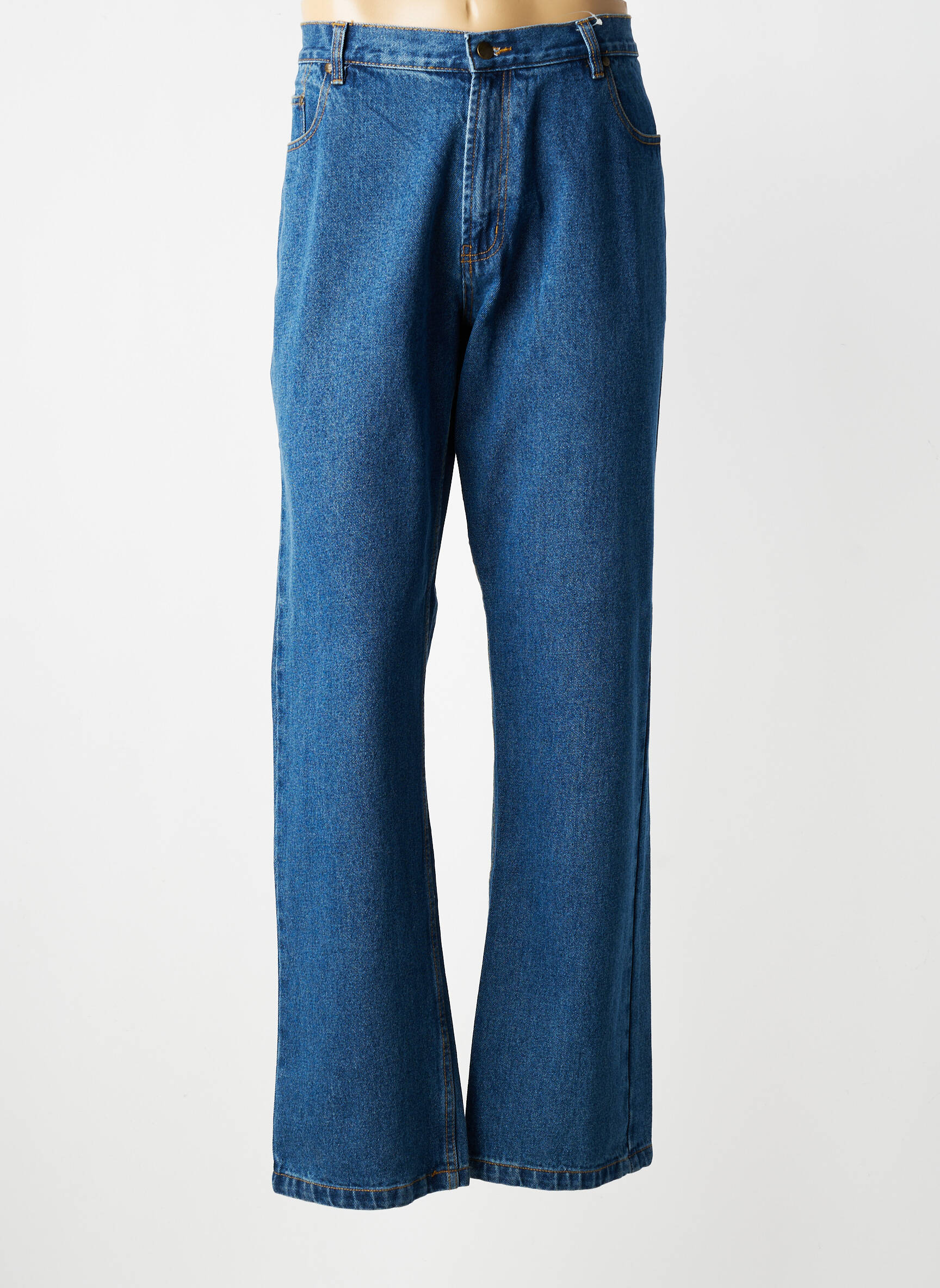 Jeans coupe droite fermeture zippée sous rabat boutonné taille normale bleu CBK homme