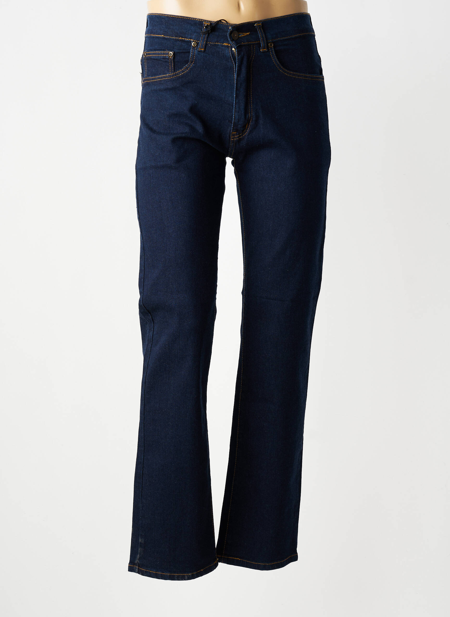 Jeans coupe droite fermeture zippée sous rabat boutonné taille normale bleu PIERRE D'ARLANC homme