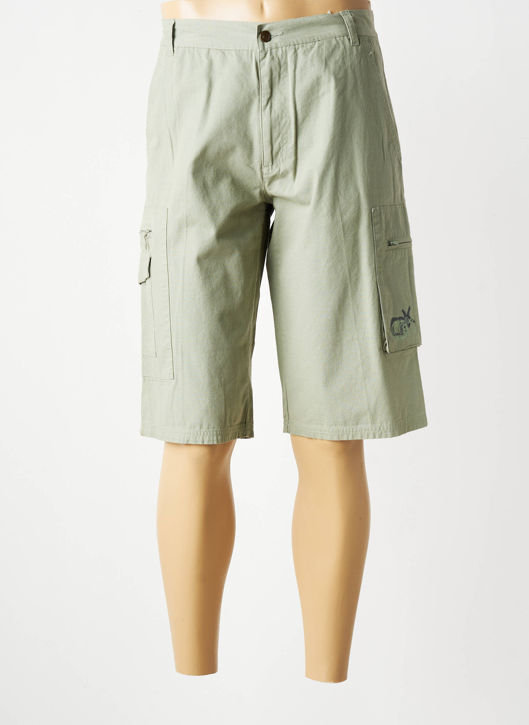 Pantacourt tissage popeline taille normale vert CBK homme