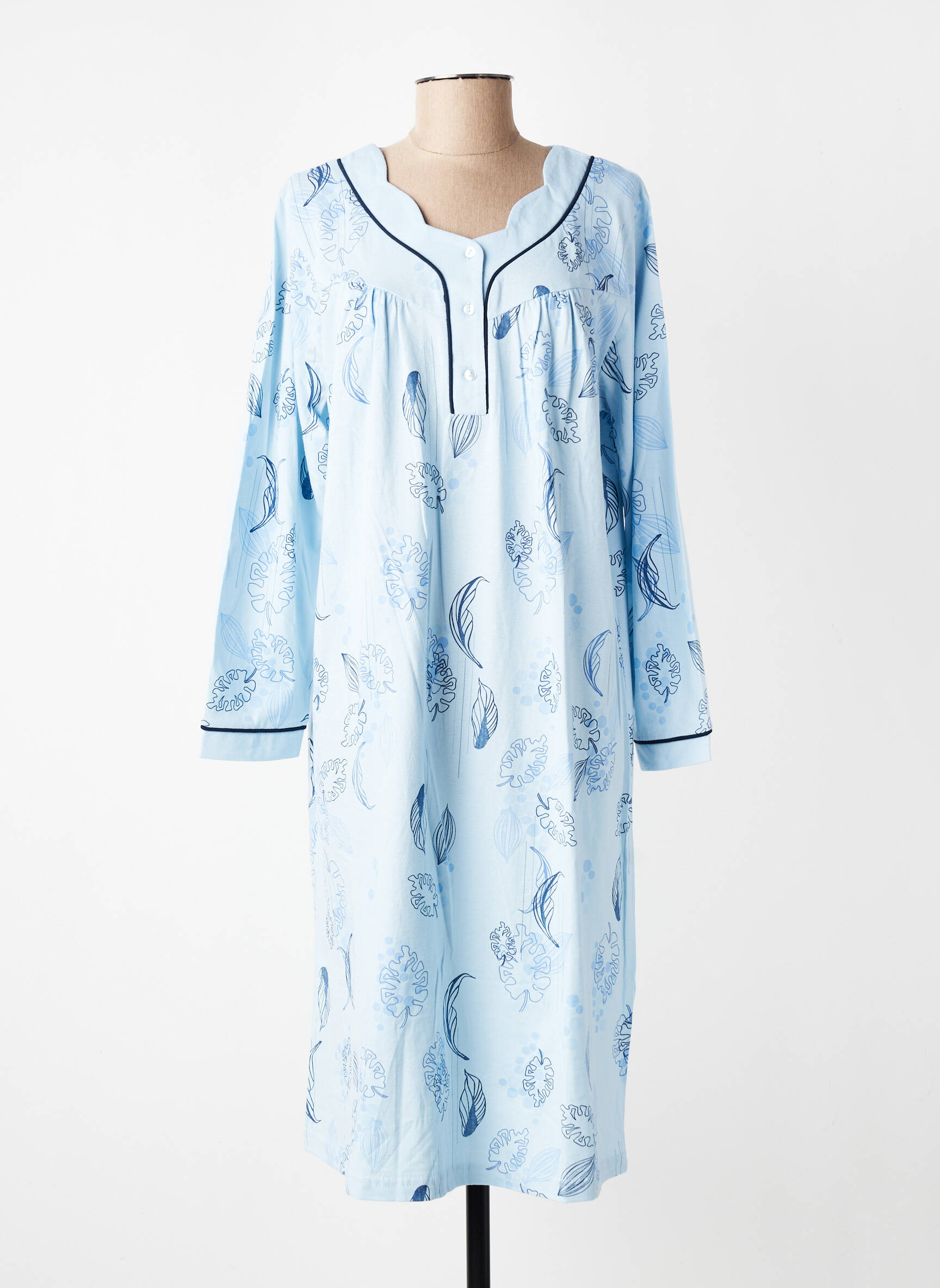 Chemise de nuit col v bleu PRIVILEGE femme