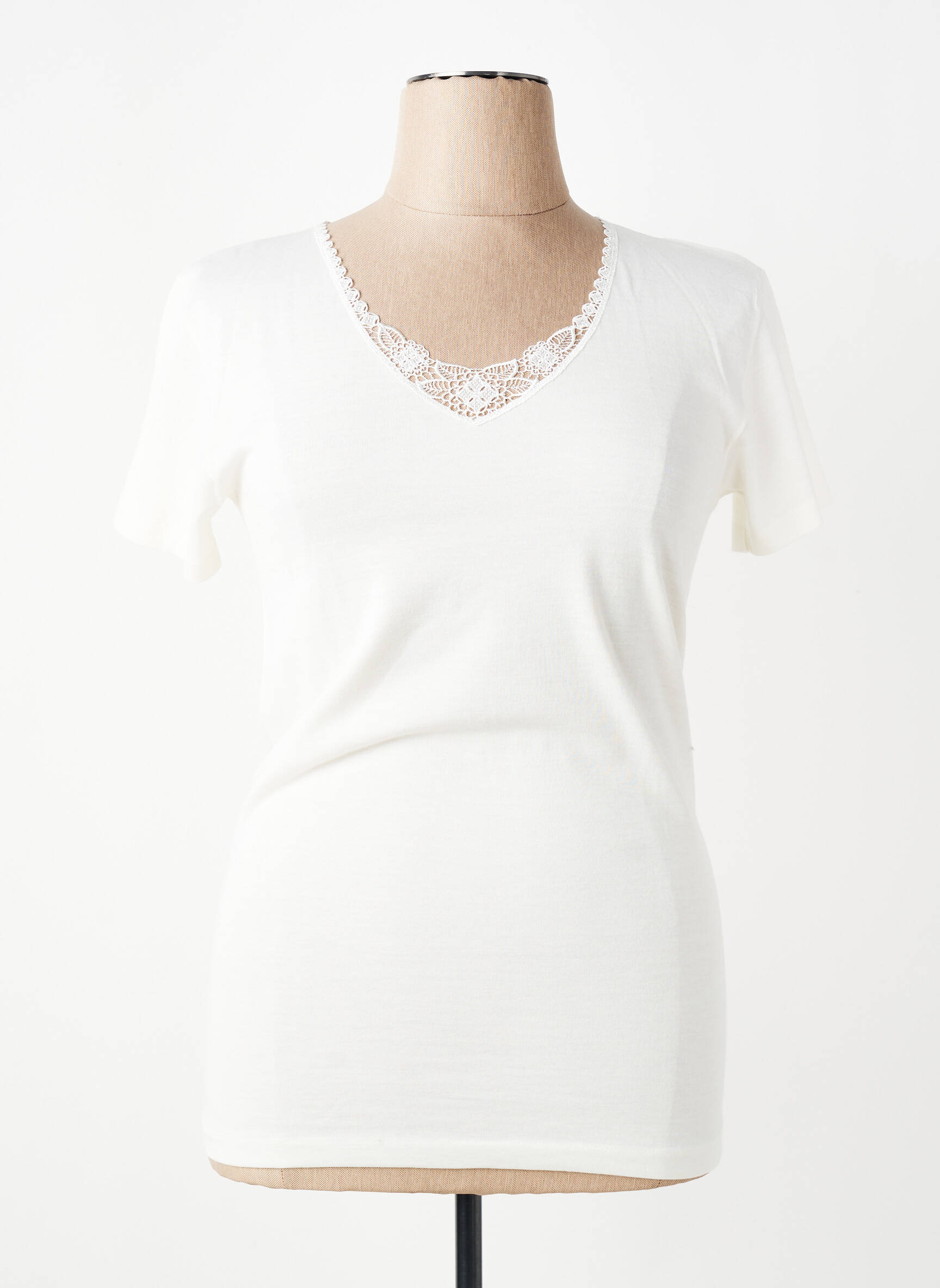 T-shirt col v manches courtes blanc JET femme