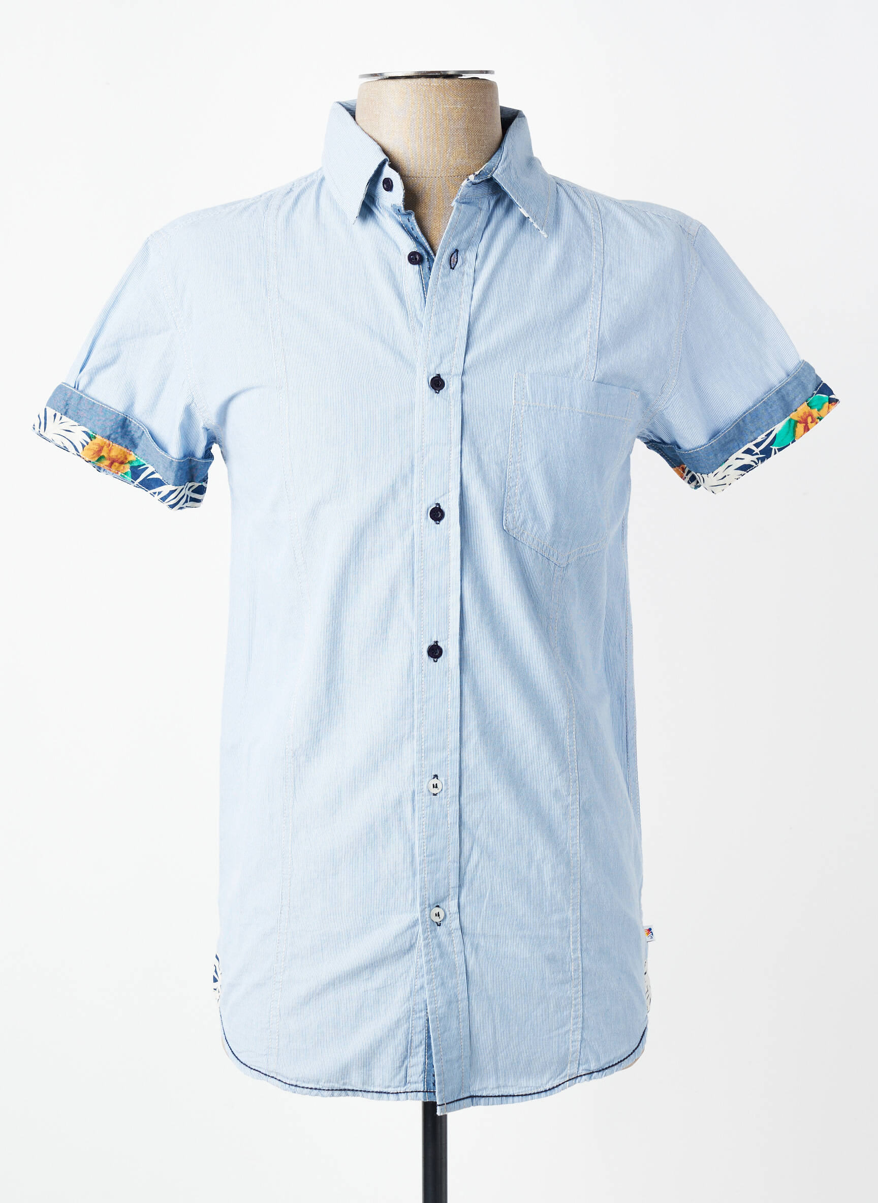 Chemise manches courtes coupe cintrée bleu CBK homme