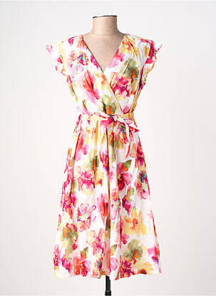 Robe mi-longue imprimé fleurs manches courtes rouge COUTURIST femme