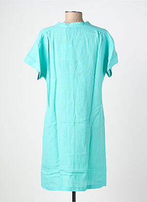 Robe mi-longue tissage crêpe manches courtes bleu COUTURIST femme