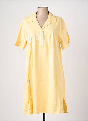 Robe mi-longue tissage crêpe manches courtes jaune COUTURIST femme