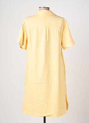 Robe mi-longue tissage crêpe manches courtes jaune COUTURIST femme