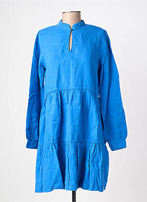 Robe courte coupe évasée manches longues bleu COUTURIST femme