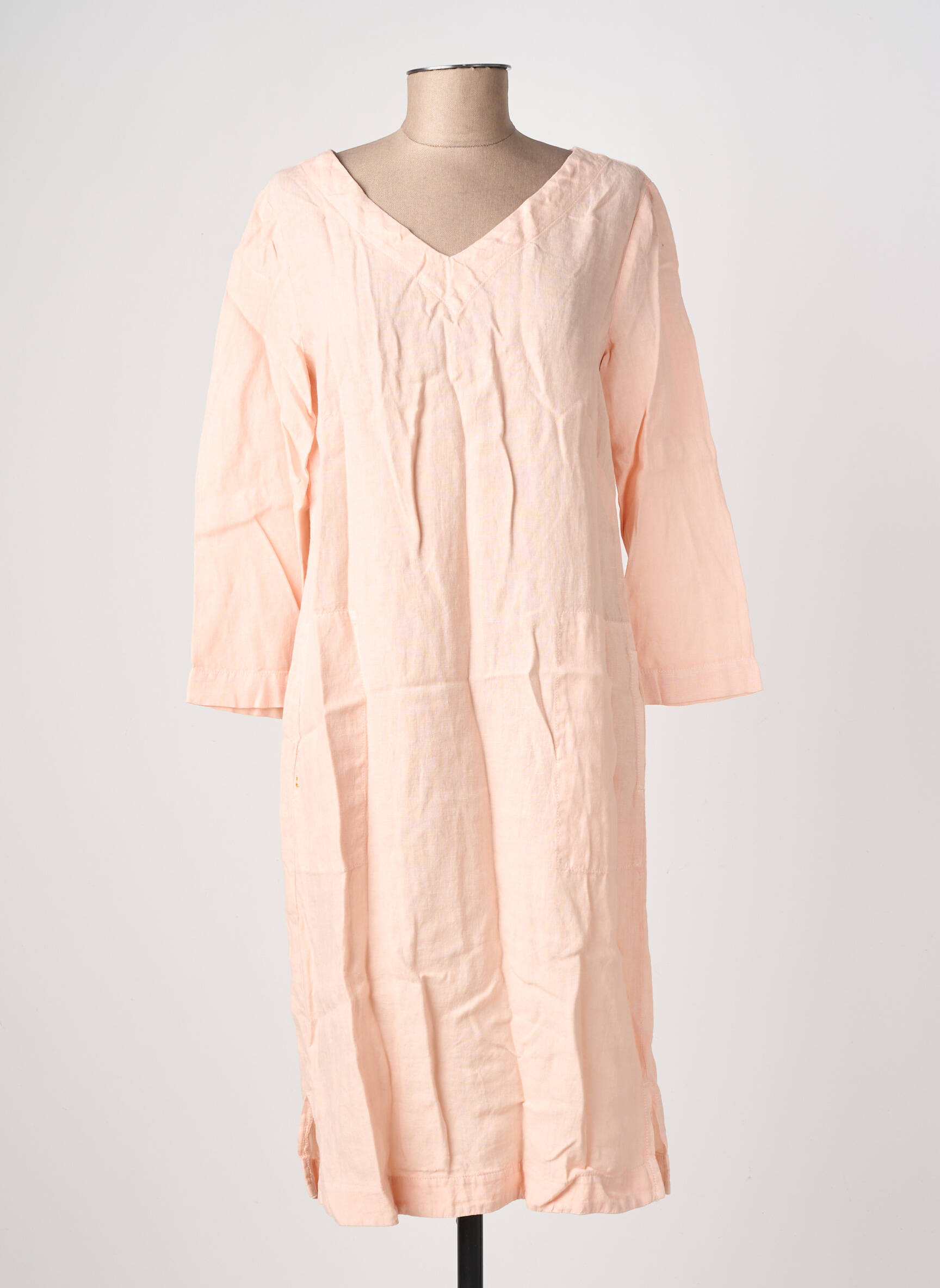 Robe mi-longue manches 3/4 manches 3/4 rose COUTURIST femme