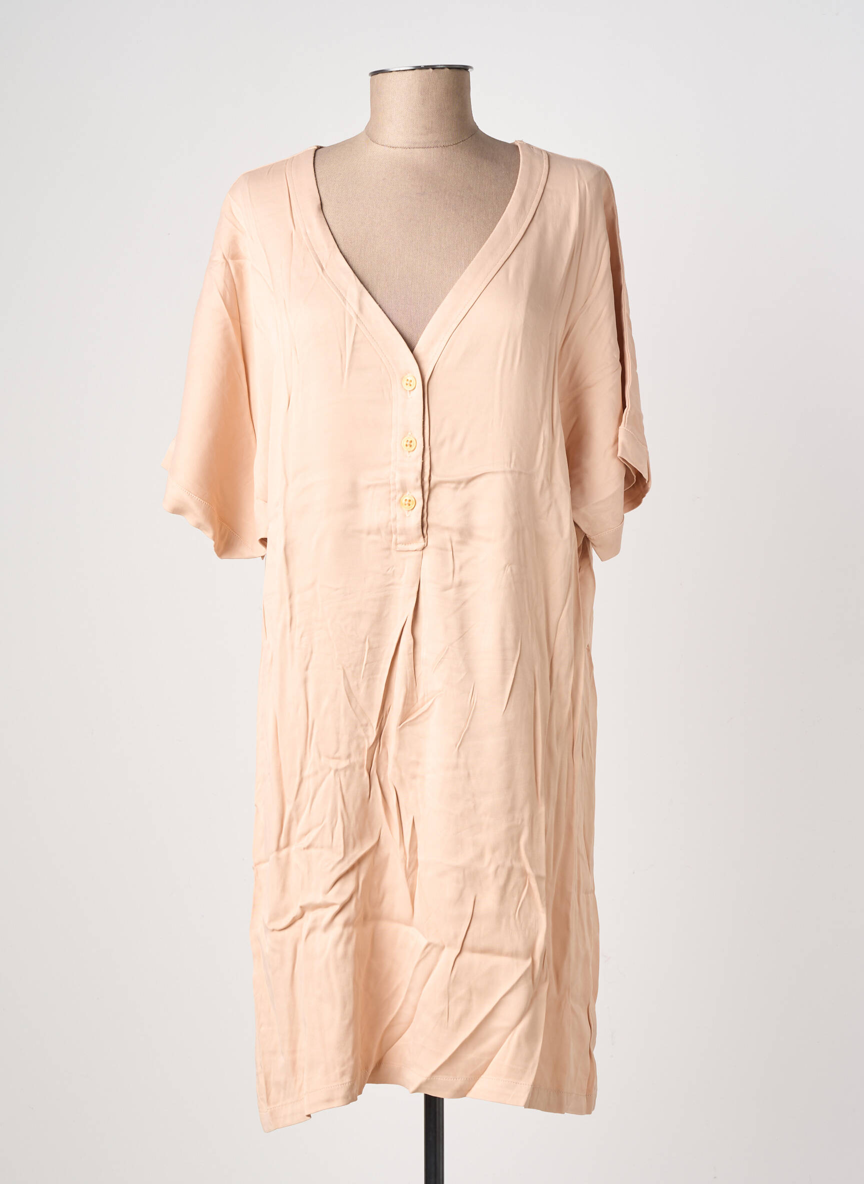 Robe mi-longue manches courtes manches courtes rose COUTURIST femme