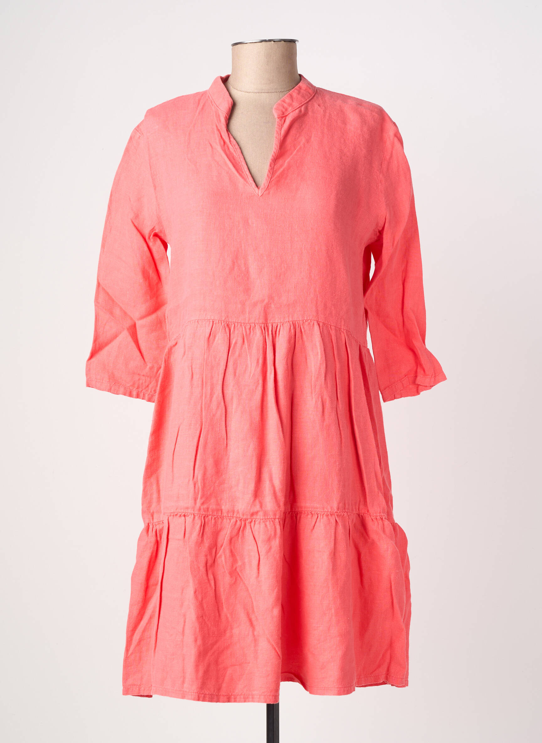 Robe mi-longue manches 3/4 manches 3/4 rose COUTURIST femme