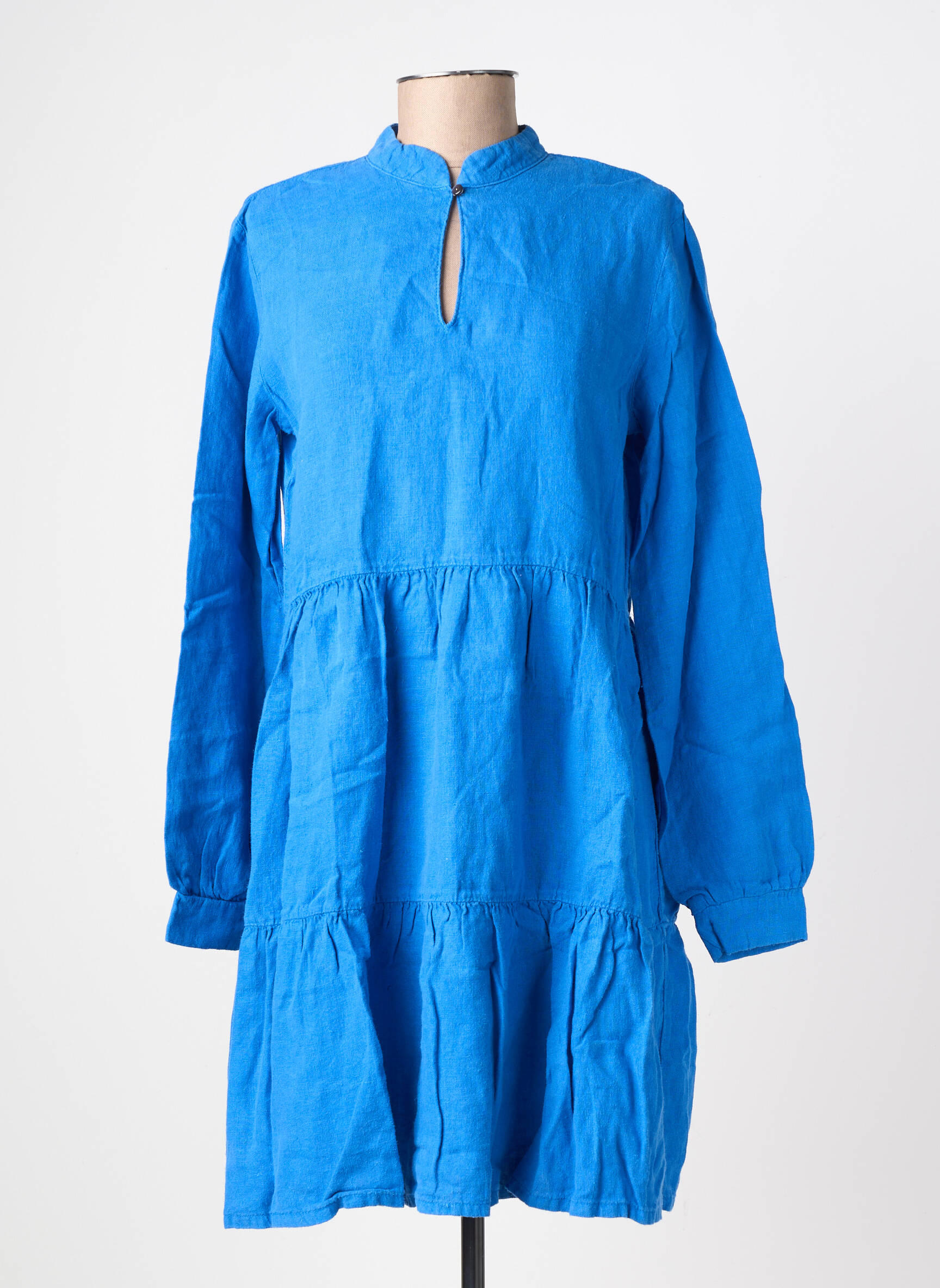 Robe courte coupe évasée manches longues bleu COUTURIST femme