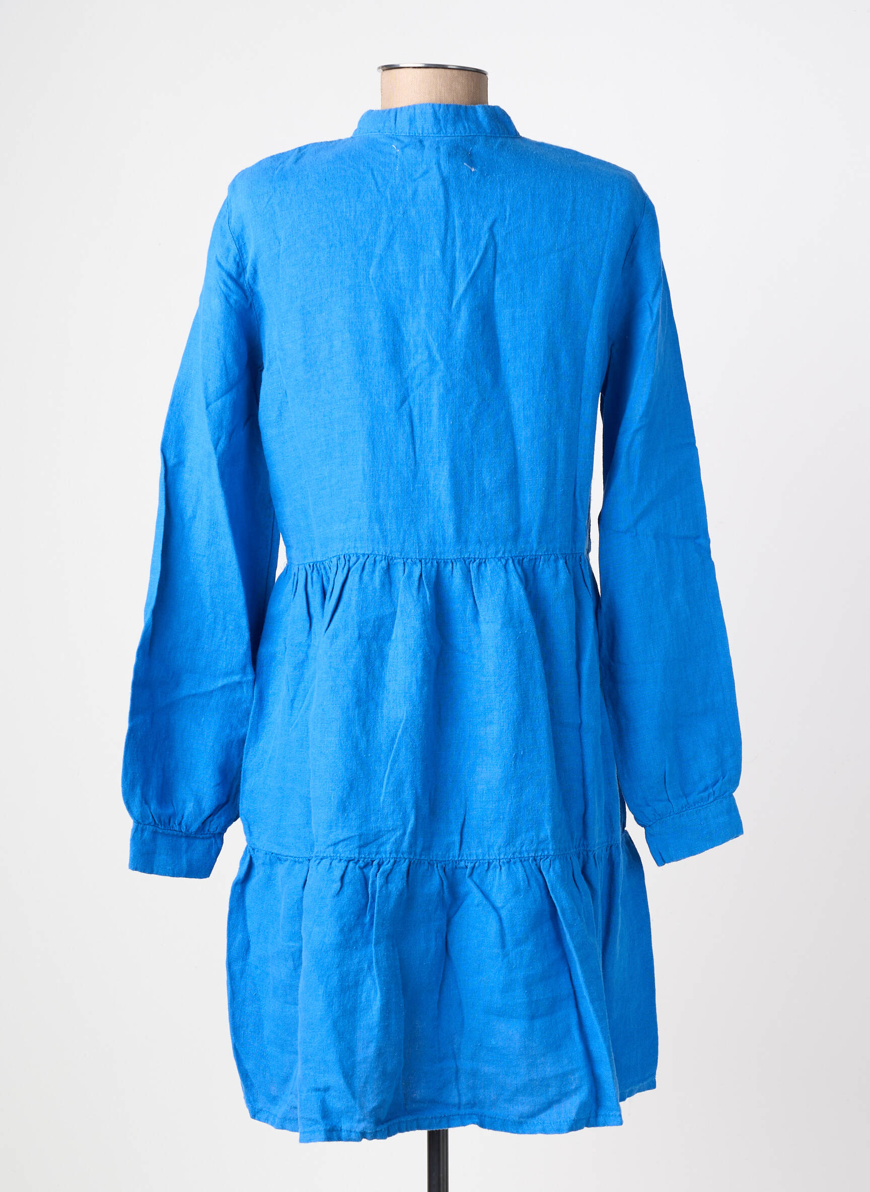 Robe courte coupe évasée manches longues bleu COUTURIST femme