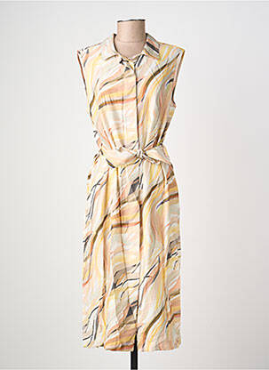 Robe mi-longue imprimé fantaisie sans manche beige COUTURIST femme