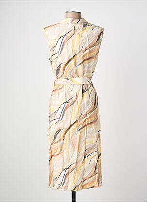 Robe mi-longue imprimé fantaisie sans manche beige COUTURIST femme