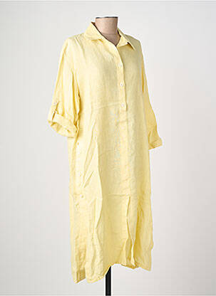 Robe mi-longue coupe fluide manches longues jaune COUTURIST femme