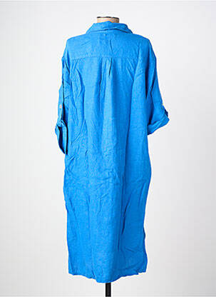 Robe mi-longue coupe fluide manches longues bleu COUTURIST femme