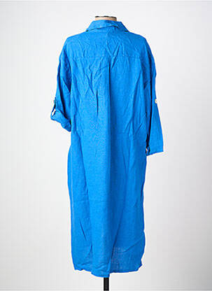 Robe mi-longue coupe fluide manches longues bleu COUTURIST femme