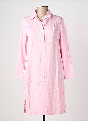 Robe mi-longue coupe fluide manches longues rose COUTURIST femme