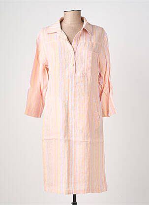Robe mi-longue coupe fluide manches longues rose COUTURIST femme