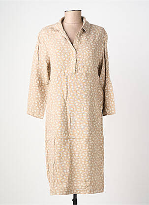 Robe mi-longue coupe fluide manches longues beige COUTURIST femme