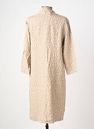 Robe mi-longue coupe fluide manches longues beige COUTURIST femme