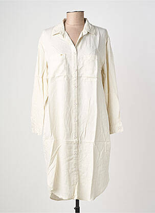 Robe mi-longue coupe fluide manches longues beige COUTURIST femme