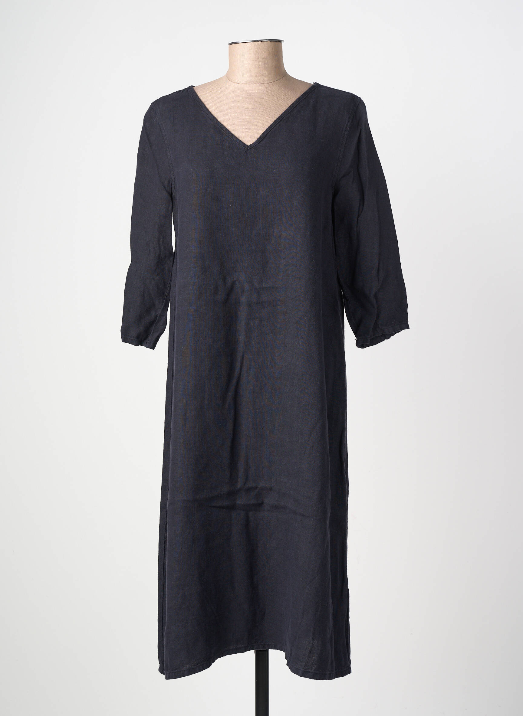 Robe mi-longue coupe fluide manches longues noir COUTURIST femme