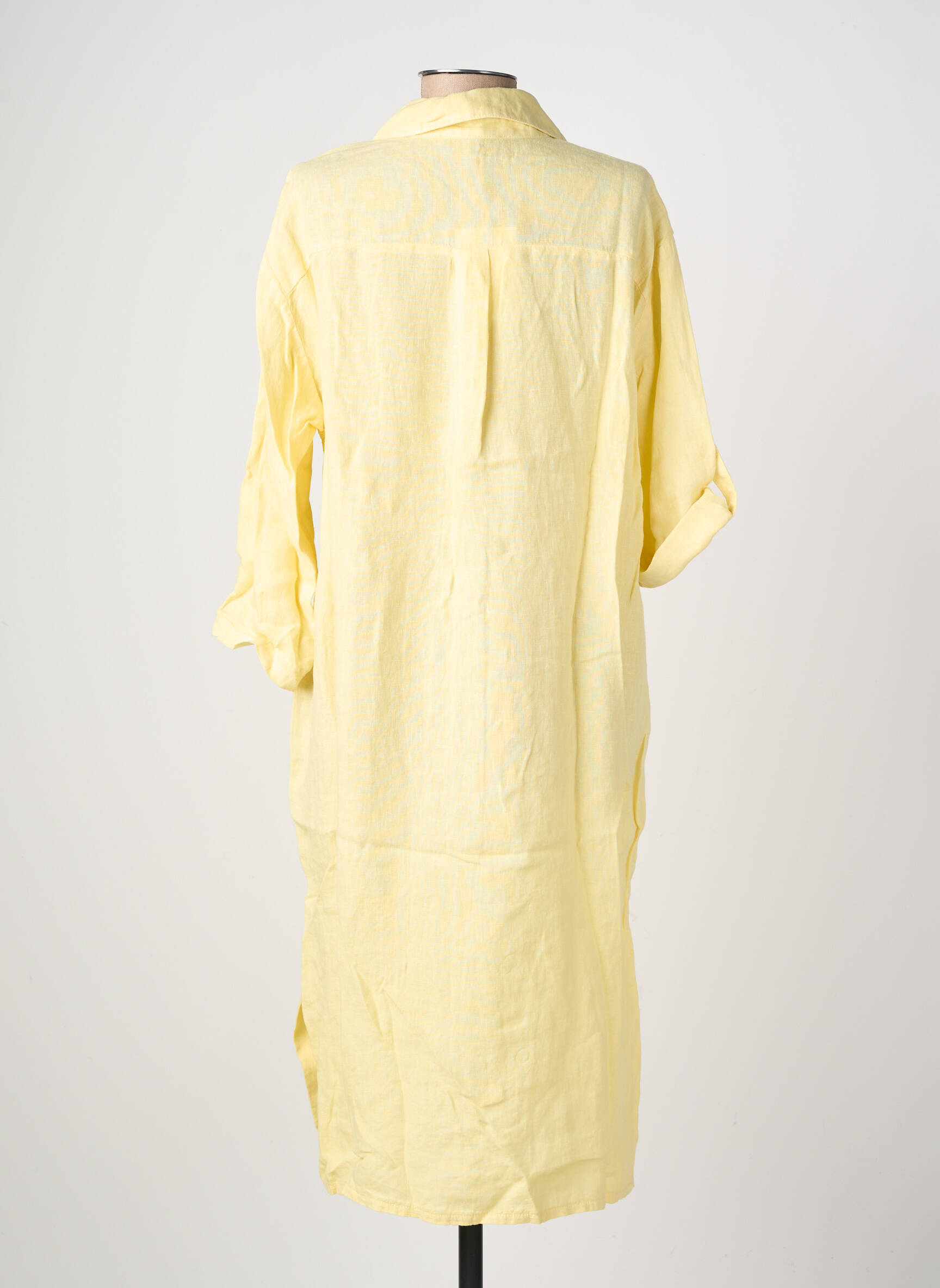Robe mi-longue coupe fluide manches longues jaune COUTURIST femme