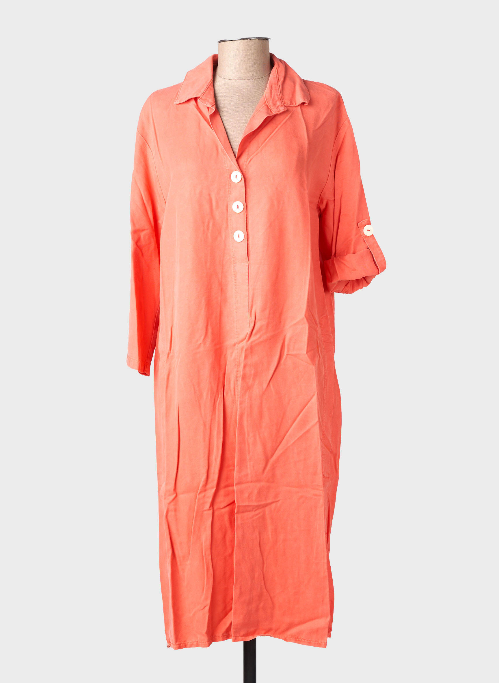 Robe mi-longue coupe fluide manches longues orange COUTURIST femme