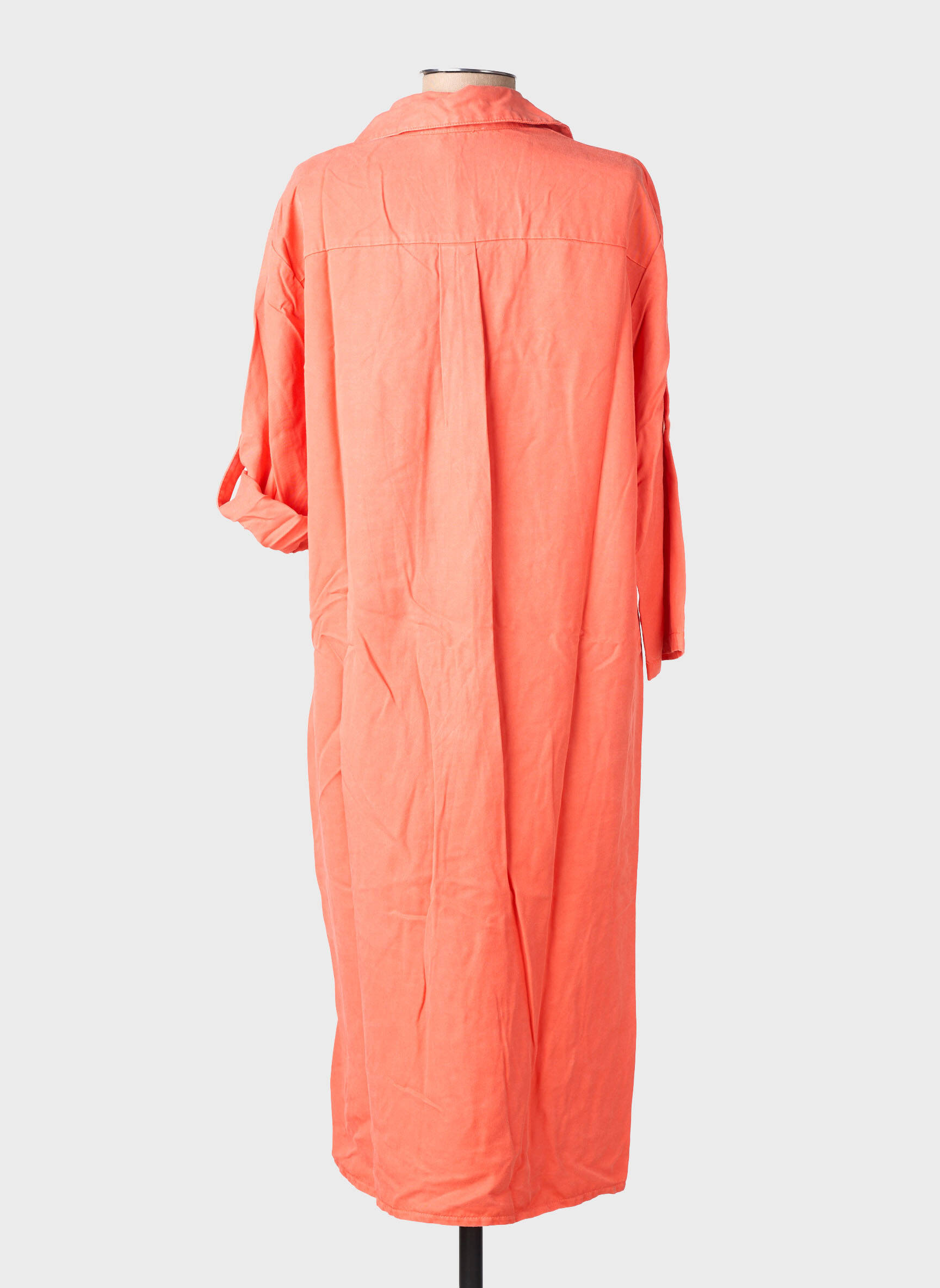 Robe mi-longue coupe fluide manches longues orange COUTURIST femme