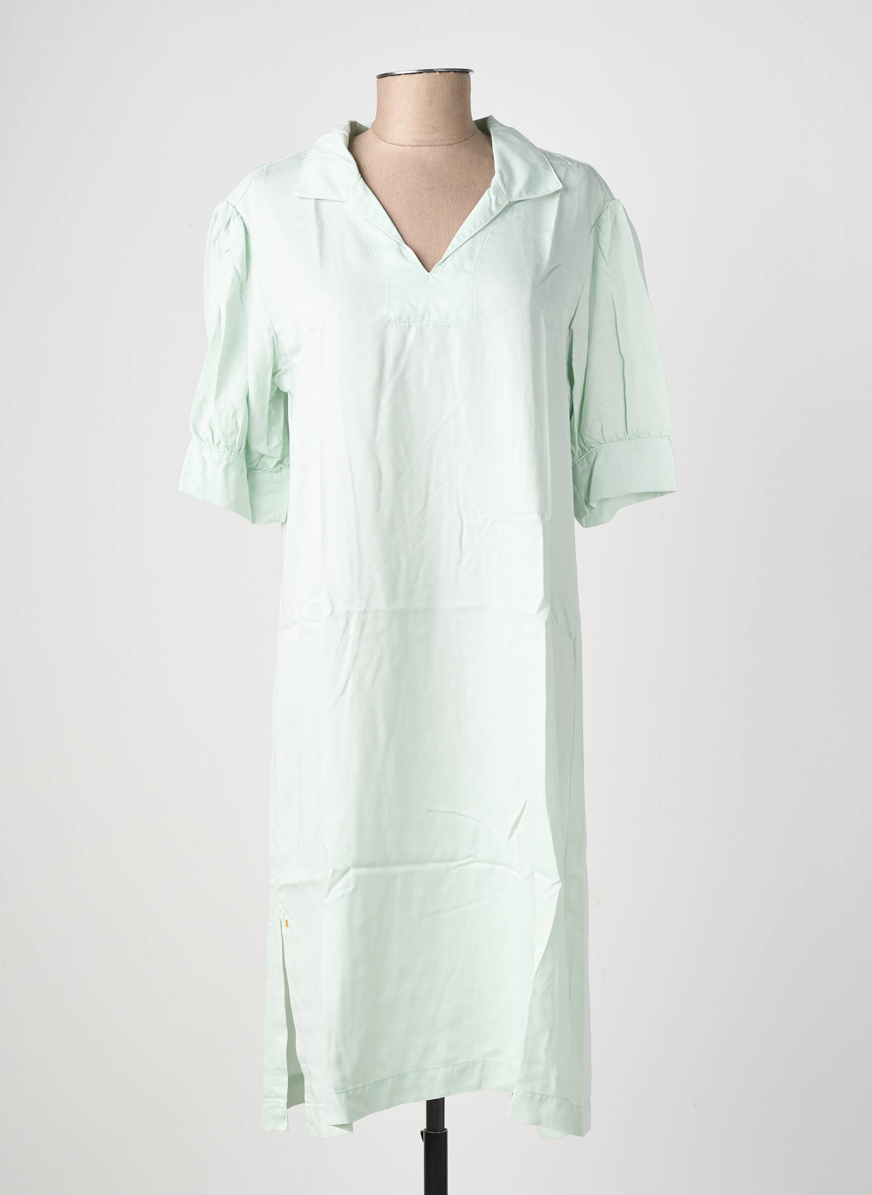 Robe mi-longue coupe fluide manches courtes bleu COUTURIST femme