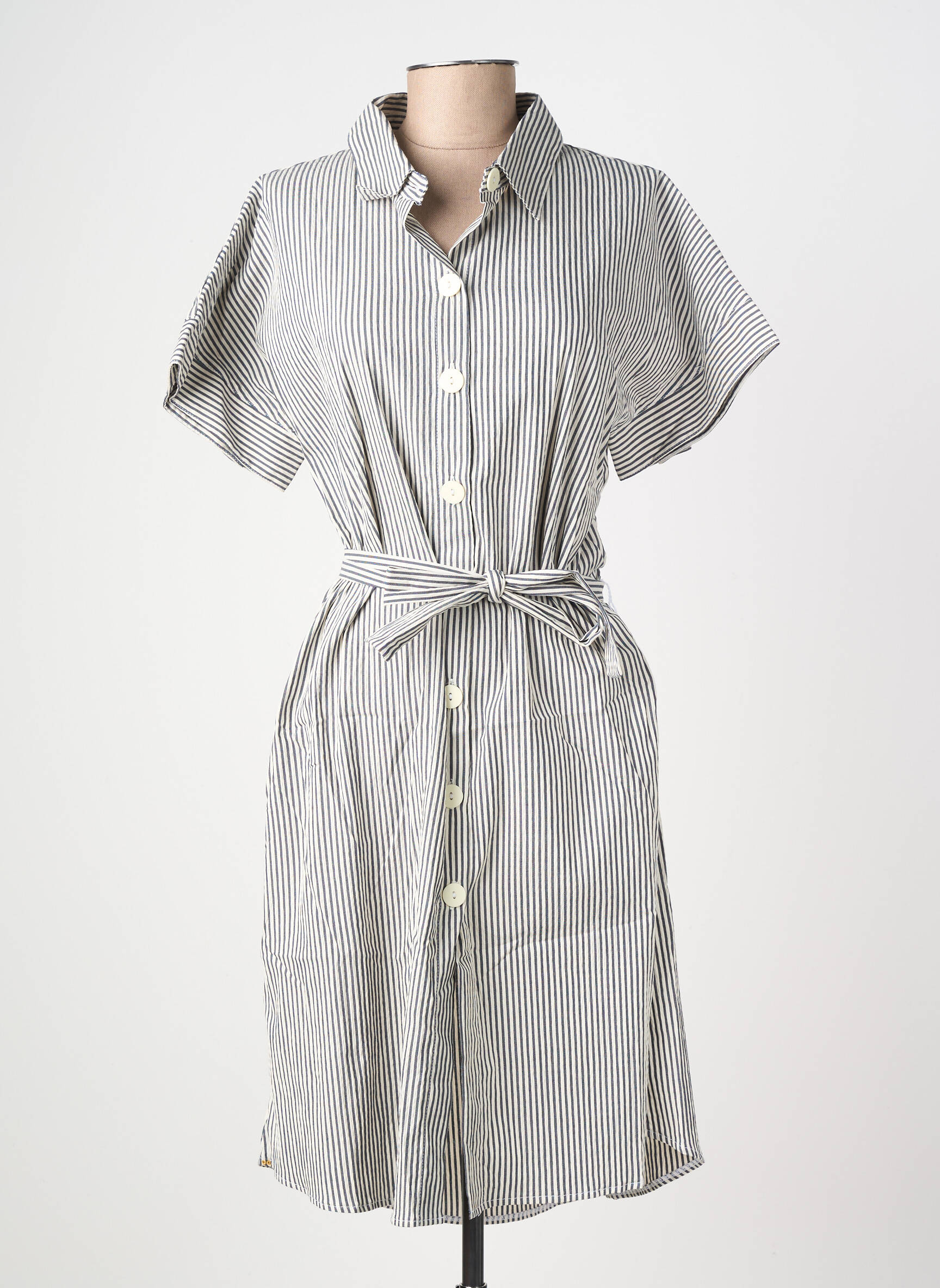 Robe mi-longue manches courtes manches courtes blanc COUTURIST femme