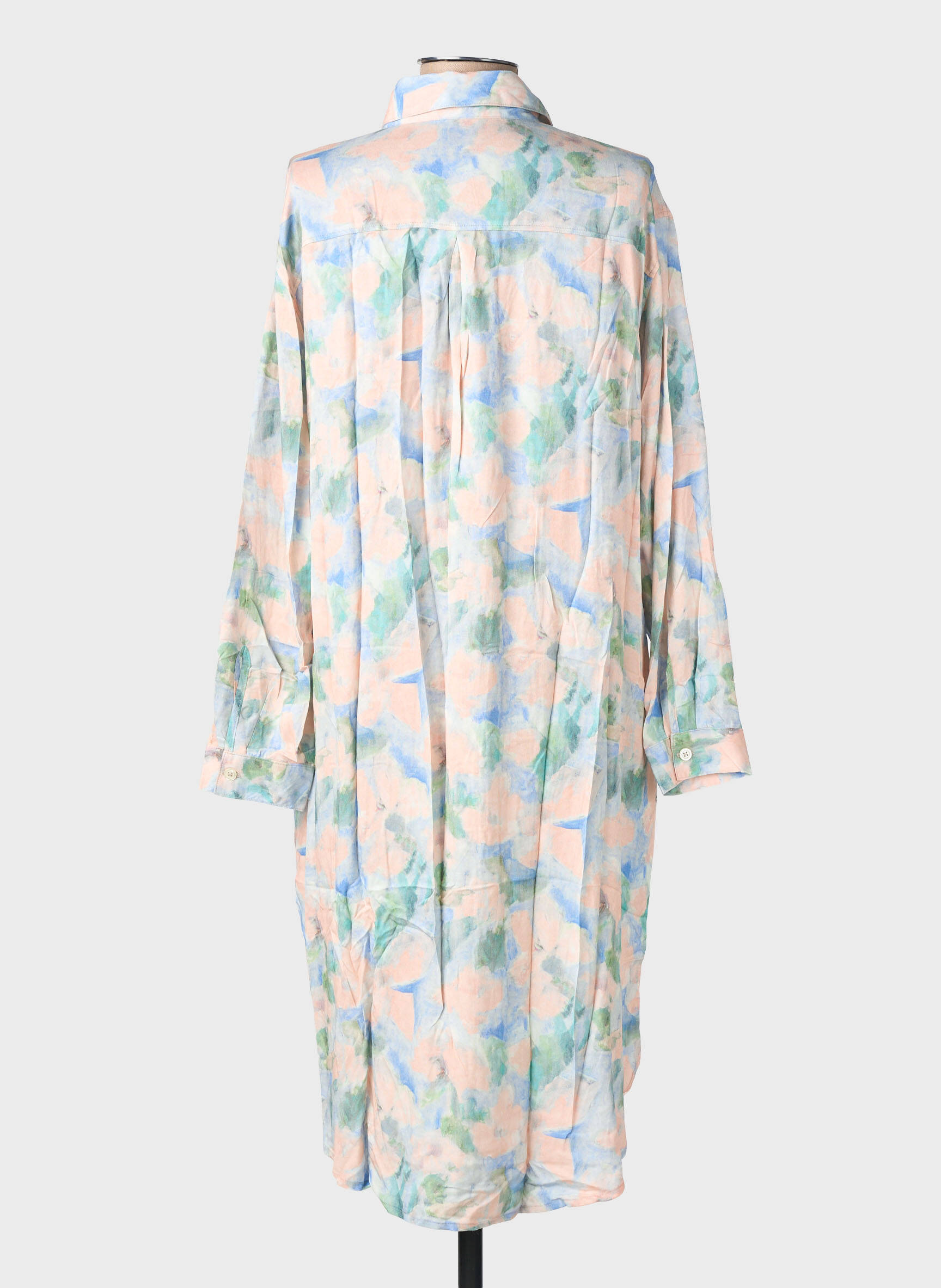 Robe mi-longue coupe fluide manches longues bleu COUTURIST femme