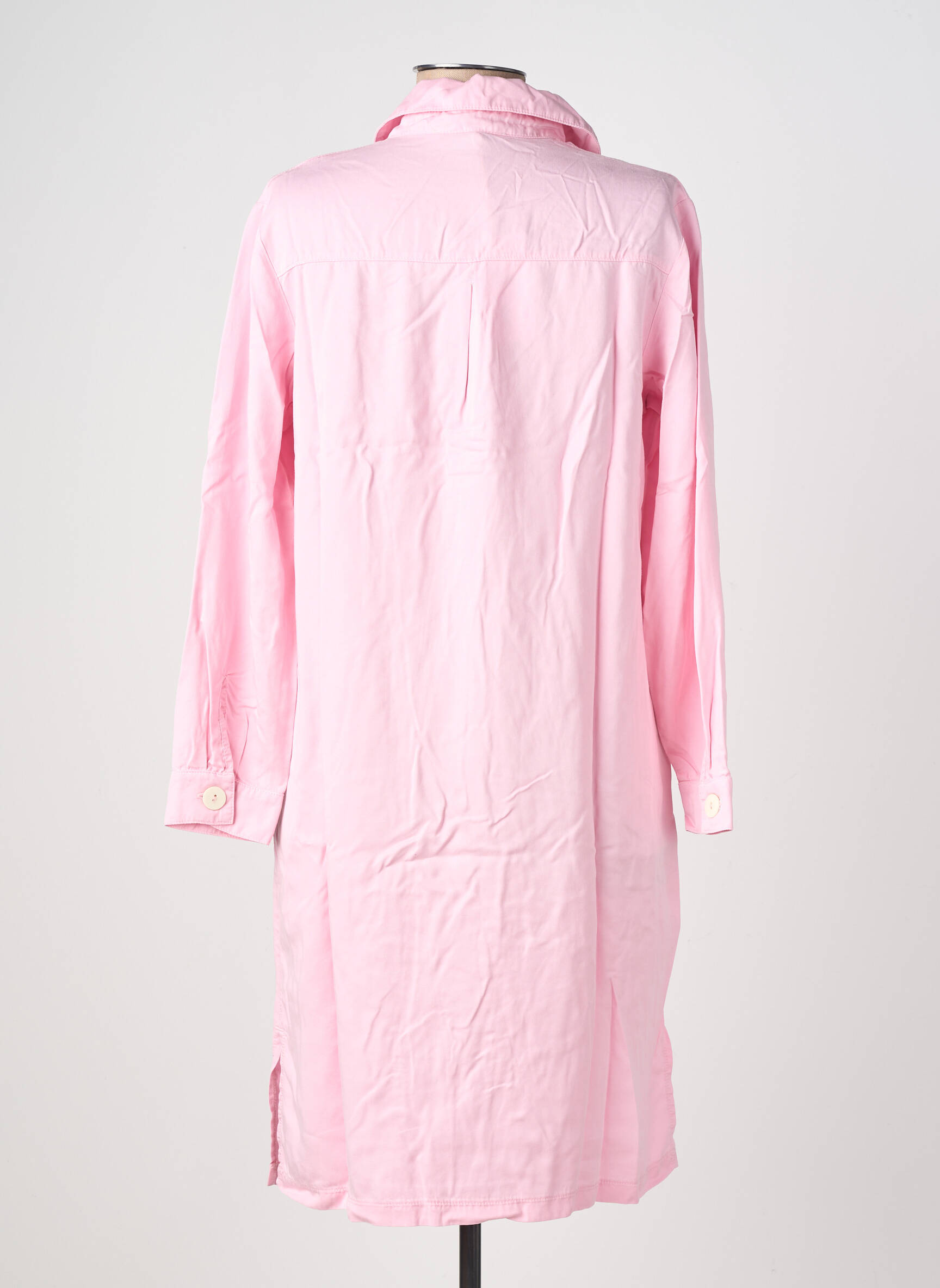 Robe mi-longue coupe fluide manches longues rose COUTURIST femme